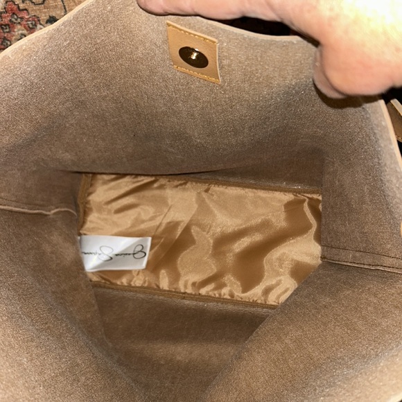 Jessica Simpson, faux leather Women Ten Tote, Color: Tan with fringe on sides.!! - Picture 4 of 7